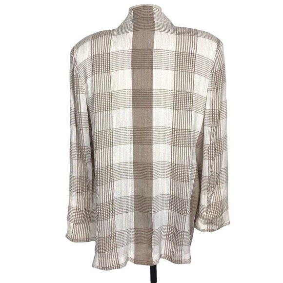 Vintage 80s Toni Garment For CC Magic Jacket Womens Medium Beige Plaid Oversize - Picture 10 of 11